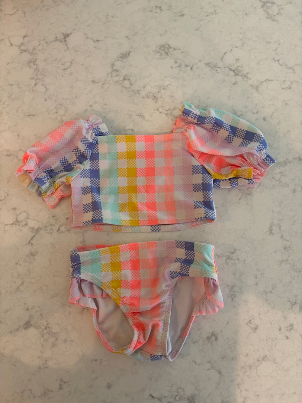 Cat & Jack Pastel Gingham Toddler Swim Set - Multicolor